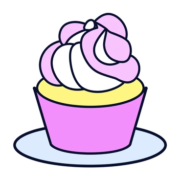 A cupcake with a light pink wrapper sits on a small white plate. The cupcake has a soft, moist vanilla base. Topping the cupcake is a swirl of frosting that is styled to resemble a blooming flower, with petals in various shades of pink and white. The center of the flower frosting is a deeper shade of pink, adding depth to the design.