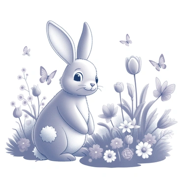 The Velveteen Rabbit discovering a hidden garden filled with flowers and butterflies