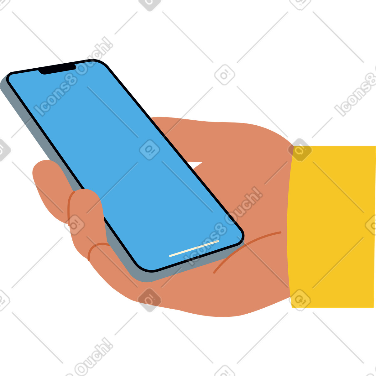 Иллюстрация Рука держит телефон в стиле Catchy — скачать в форматах PNG, SVG