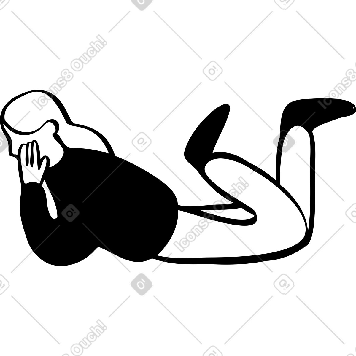 Woman laying down while her head propped on hands illustration in Journal style download in PNG, SVG