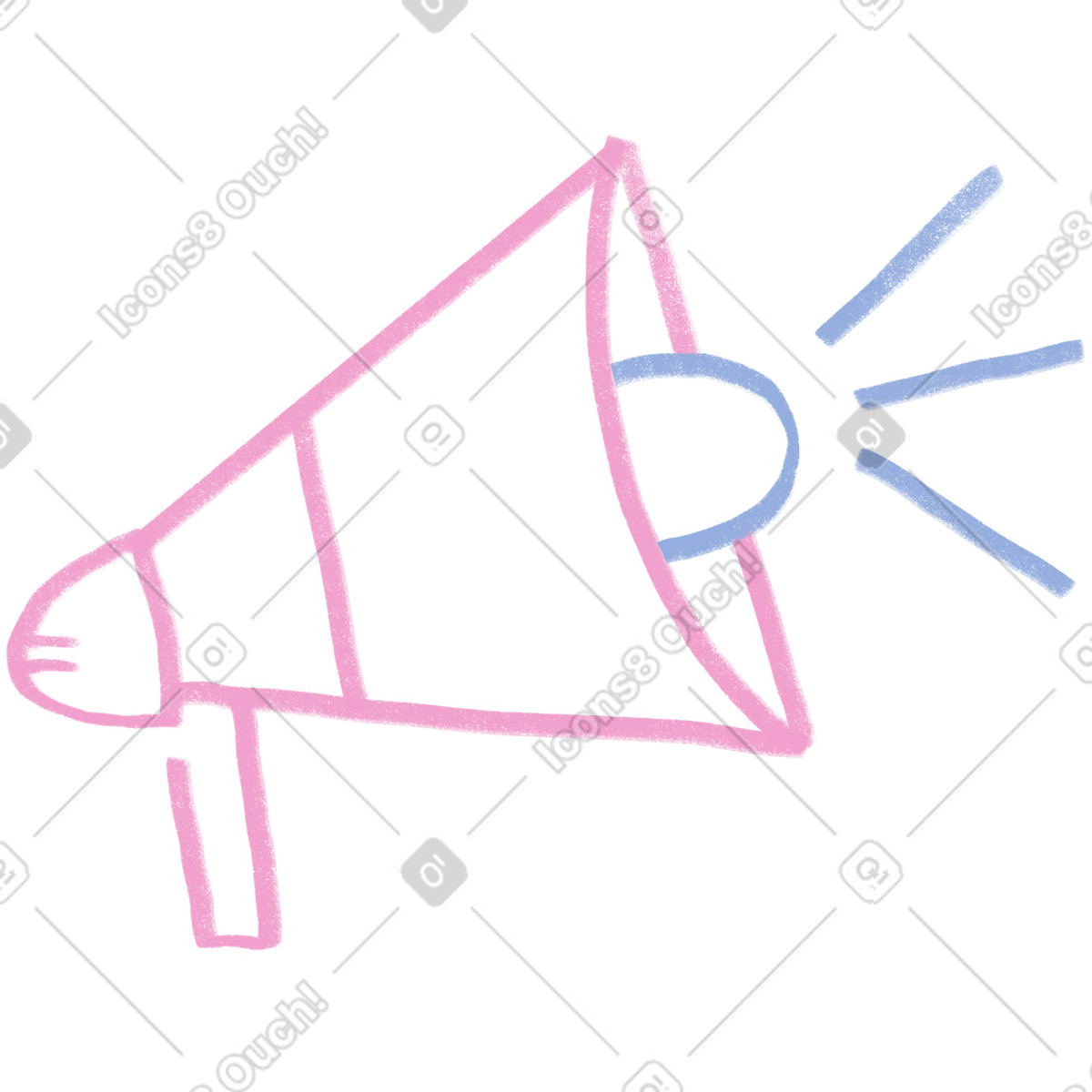 Pink and blue megaphone illustration in Company style download in PNG, SVG