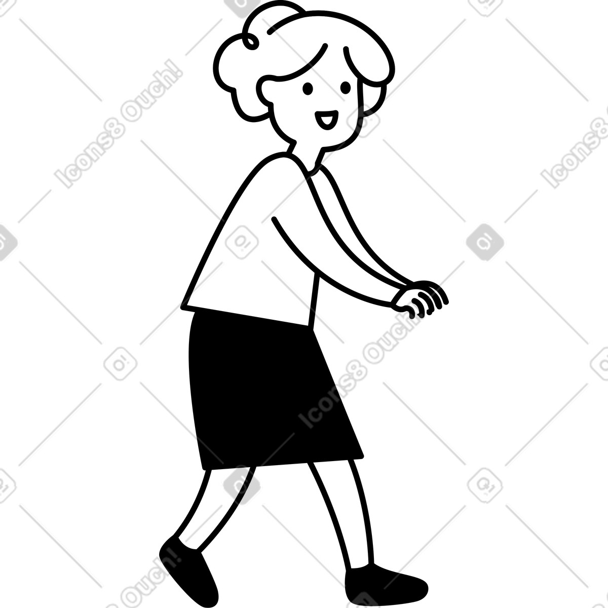 Иллюстрация Character walking with smile and skirt in minimal line style в стиле Notion Art — скачать в форматах PNG, SVG