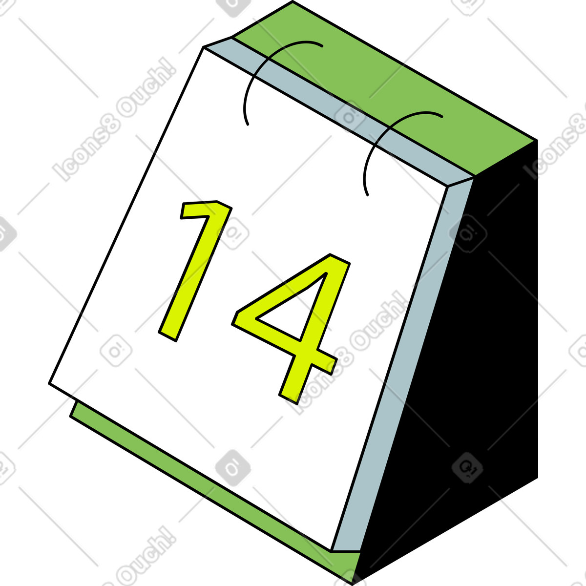 Calendario con il numero quattordici illustrazione in stile Isometric scarica in PNG, SVG