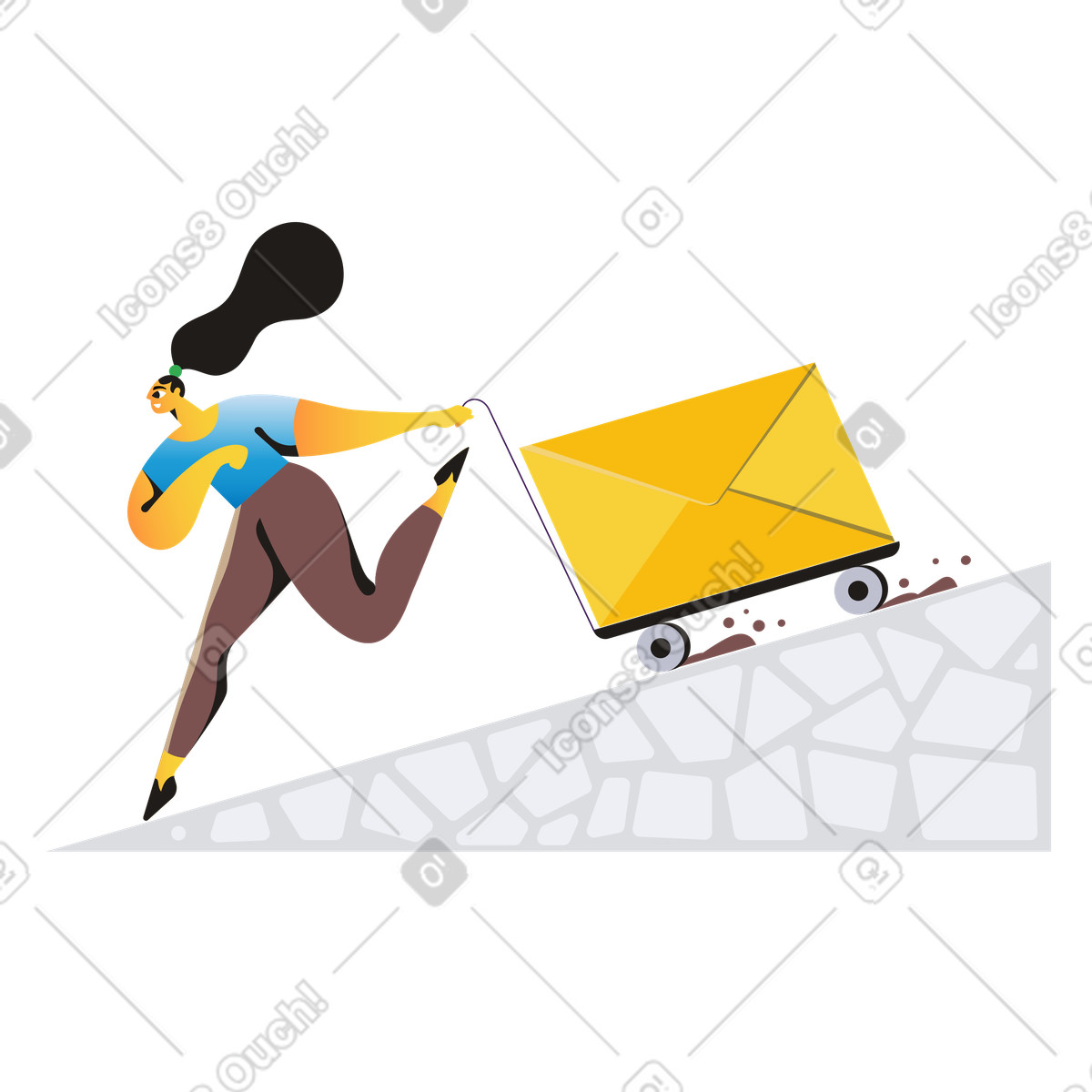 Jaconda スタイルの Delivering large envelope on cart, Postal service and communication のイラストをPNG、SVG形式でダウンロード