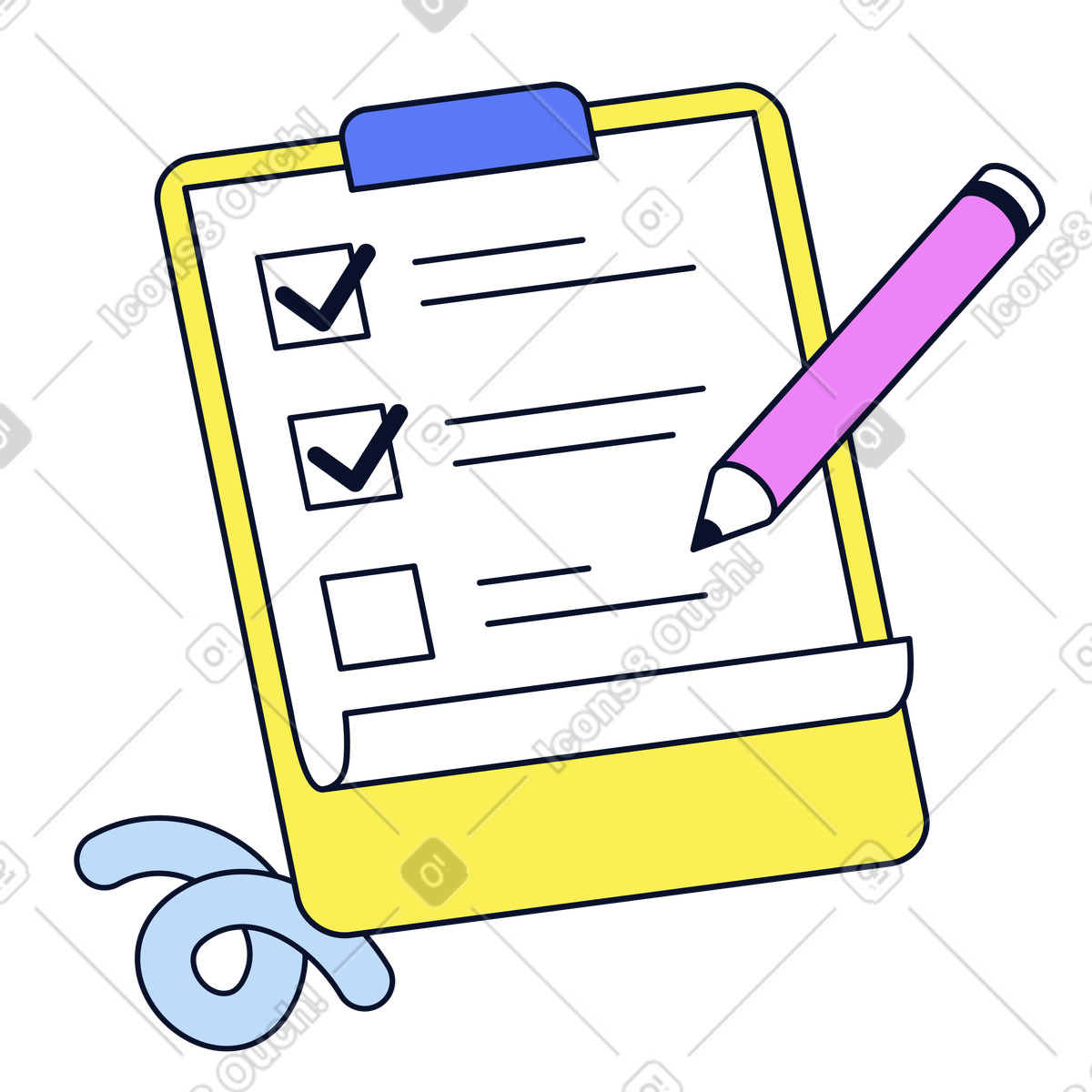Lista di controllo su una lavagna illustrazione in stile Flexy scarica in PNG, SVG