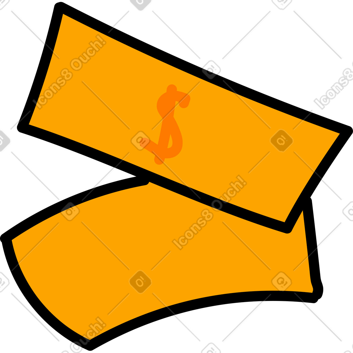 Banknotes of money illustration in Purr style download in PNG, SVG