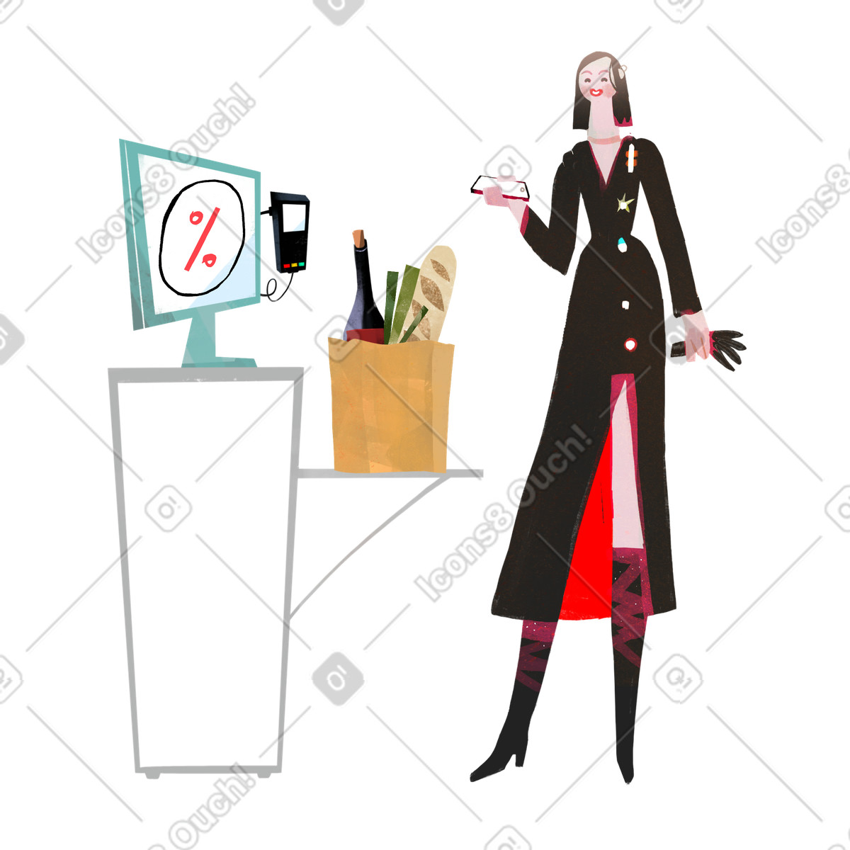 Cassa self-service illustrazione in stile Fabulous scarica in PNG, SVG