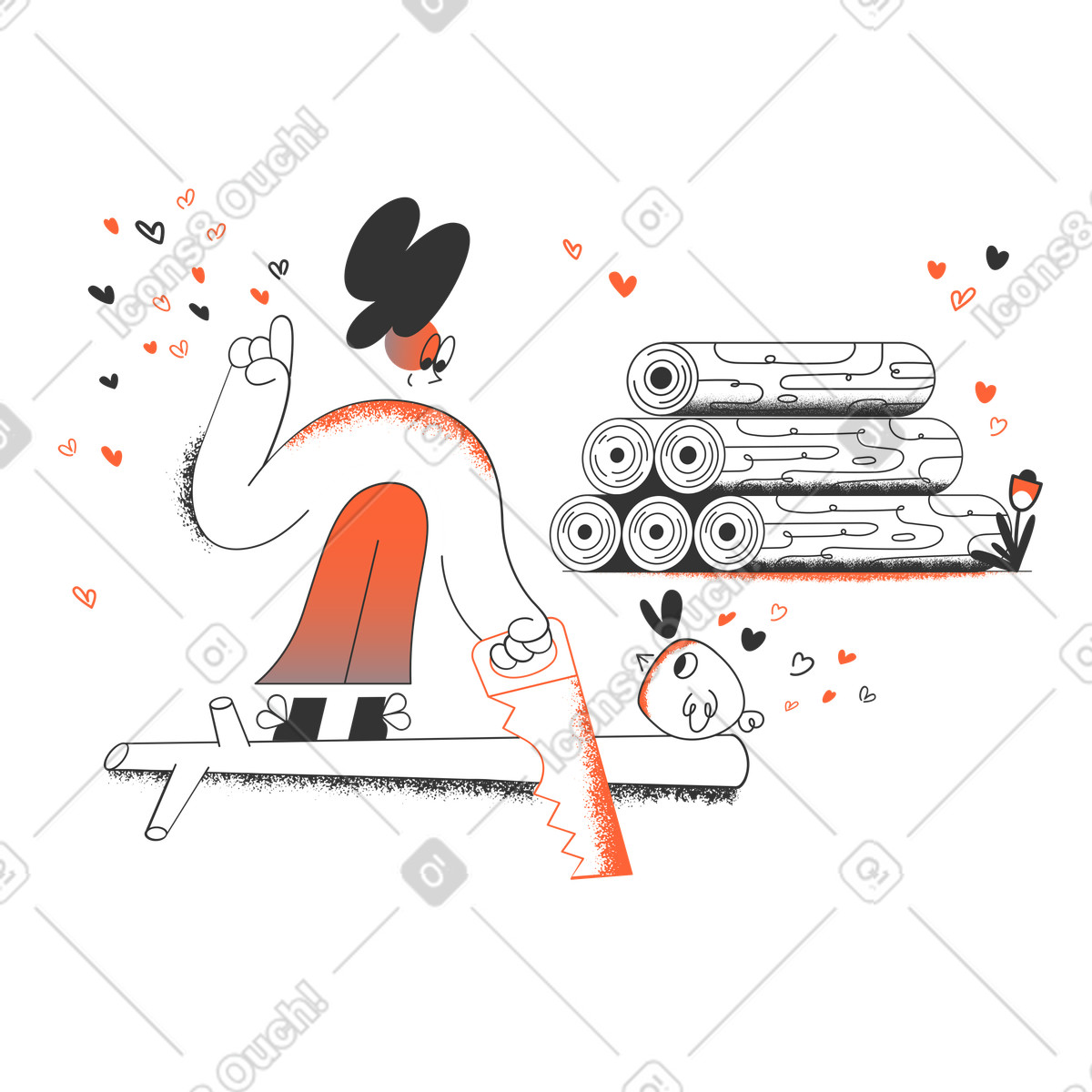 下载 Crayon 风格的 劈柴 插画，支持 PNG、SVG 格式