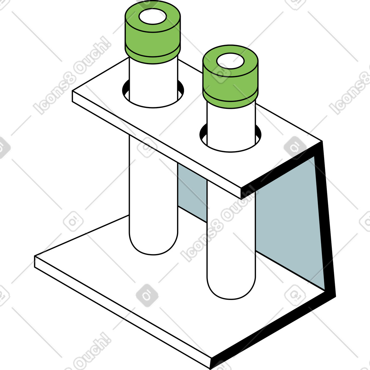 Supporto con due provette illustrazione in stile Isometric scarica in PNG, SVG
