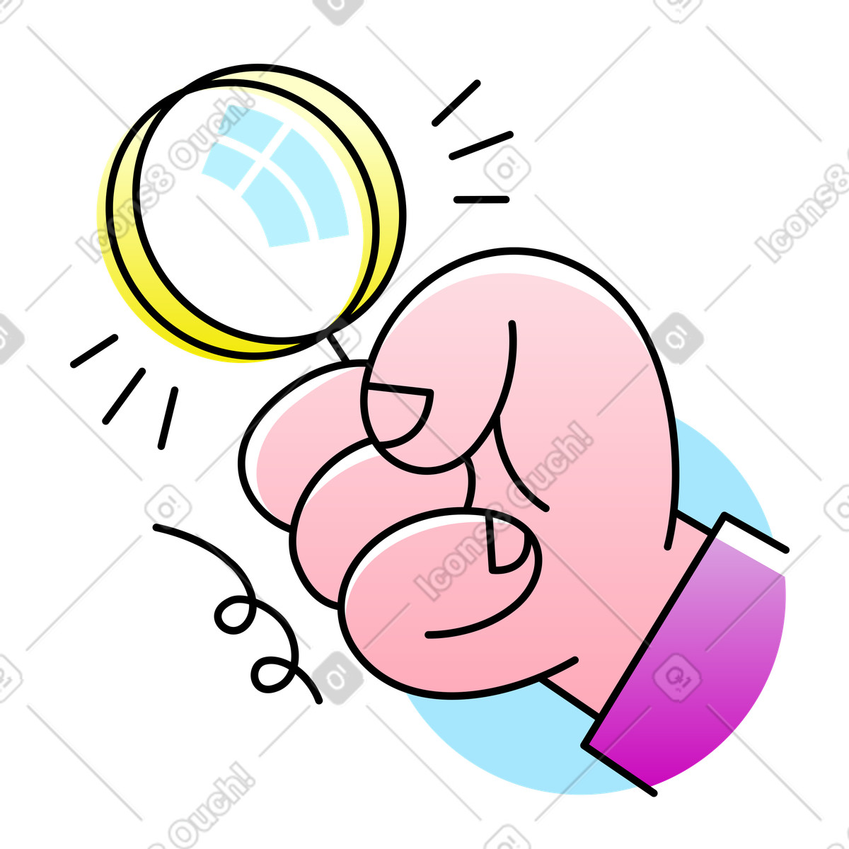 Hand hält eine lupe-Illustration im Pocus-Stil als Download in PNG, SVG