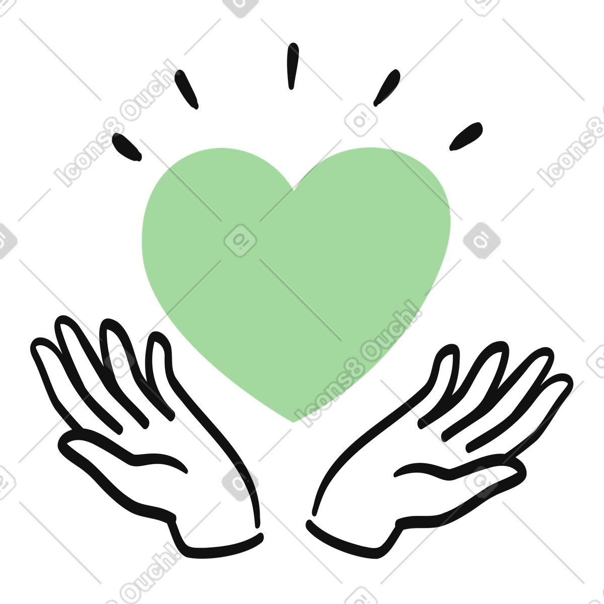 Heart held gently by open hands expressing care and support-Illustration im Organic-Stil als Download in PNG, SVG