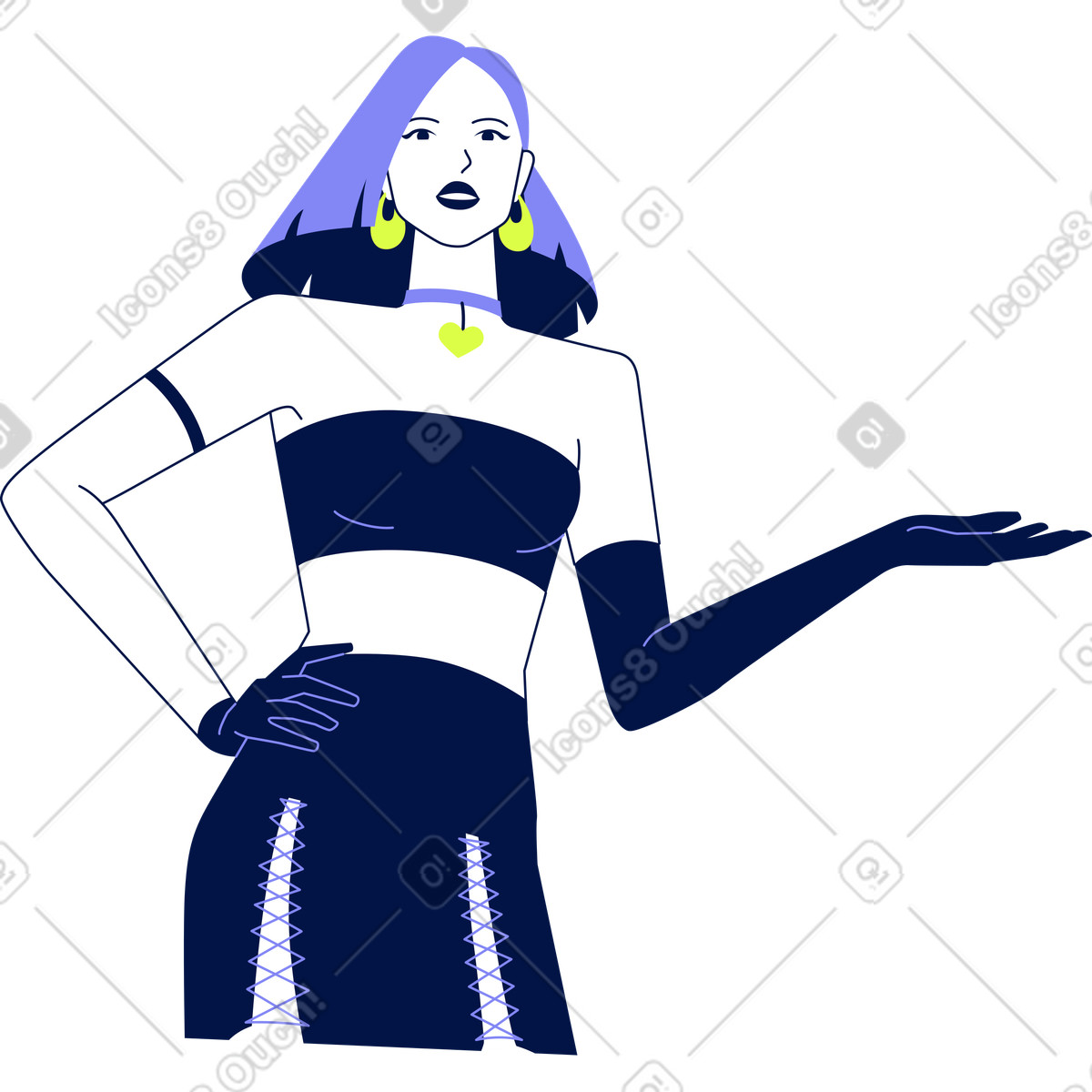 Giovane donna illustrazione in stile Glow scarica in PNG, SVG