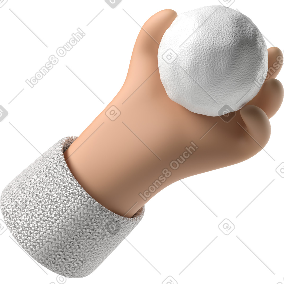下载 3D Hands Fun&Wild 风格的 拿着雪球的被晒黑的皮肤手 插画，支持 PNG、SVG 格式