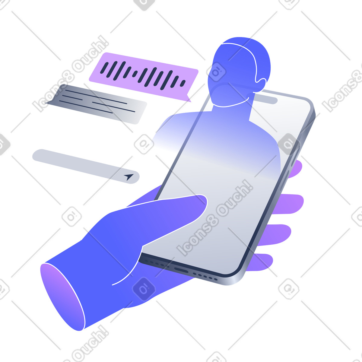 Ilustração de Assistente voz no telefone em estilo Lucent para baixar em PNG, SVG