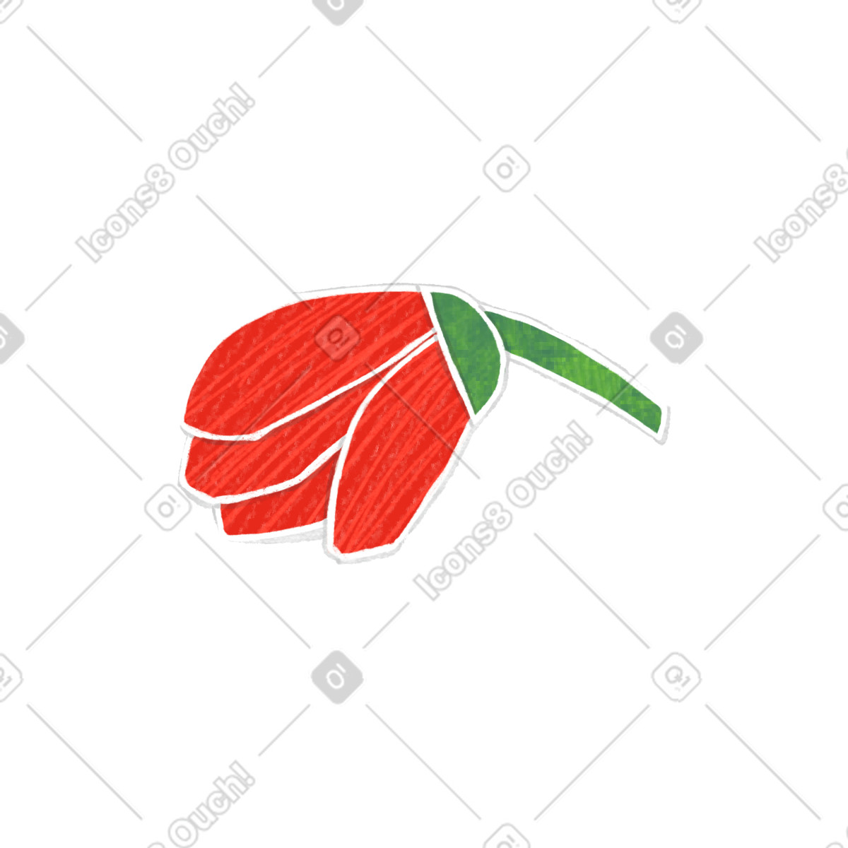 Illustration Bourgeon rouge incurvé dans le style Crafty à télécharger aux formats PNG, SVG