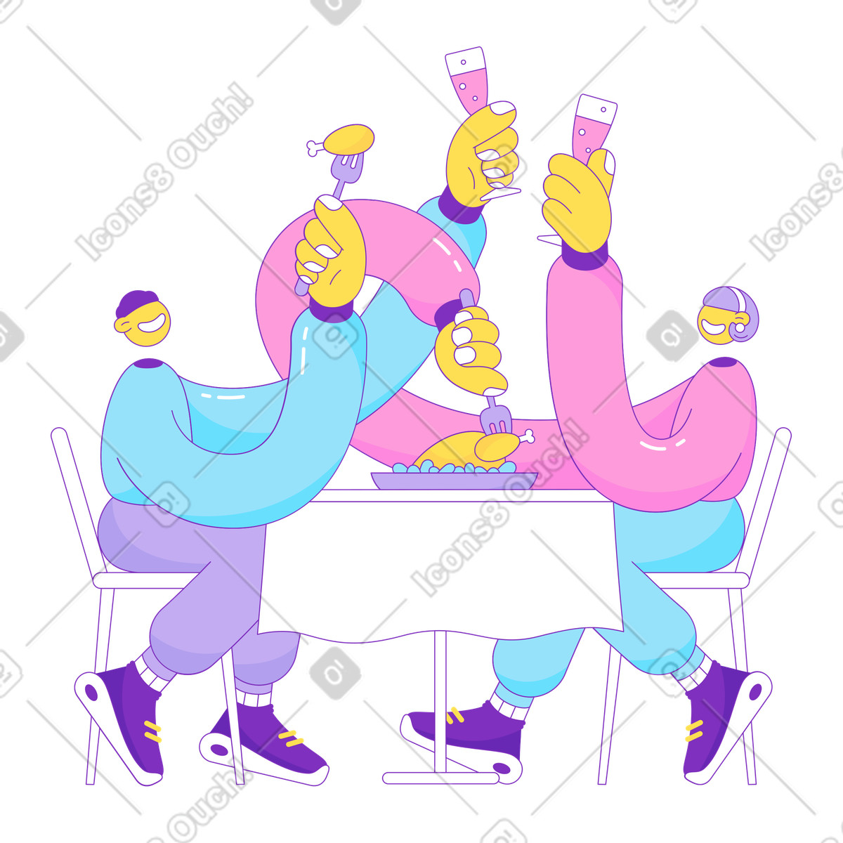 Cozy family Thanksgiving illustration featuring dinner clipart for culinary projects