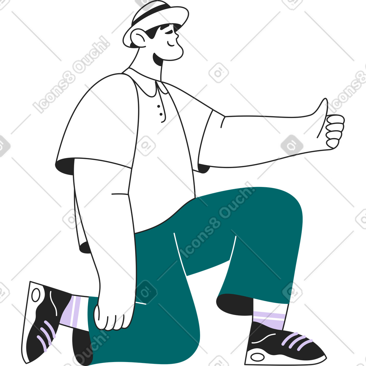 Uomo contadino illustrazione in stile Sammy Line scarica in PNG, SVG