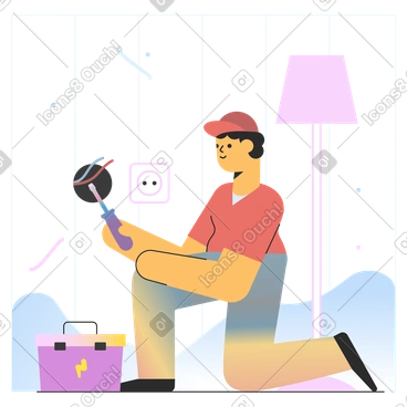 Electrician fixing sockets PNG, SVG