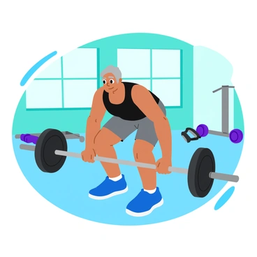 A gym interior featuring soft, calming colors such as light blue and pale green. The space is well-lit with large windows allowing natural light to filter in. In the center of the room, a person with a focused expression is performing barbell rows. The individual has short hair and is wearing a fitted black tank top and gray athletic shorts. The barbell is metallic and shiny, positioned close to the floor as the person bends forward, gripping it tightly. Various exercise equipment, like dumbbells and weight benches, can be seen in the background, creating an inviting atmosphere for fitness.