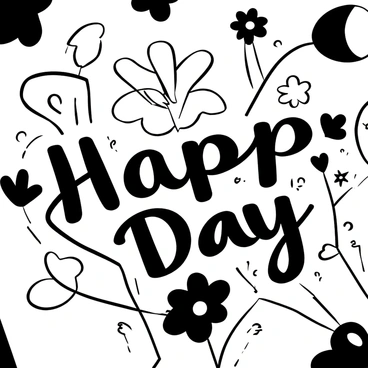 A close-up view of a handmade greeting card featuring detailed paper cutouts in various shapes and sizes. The card has layered elements creating depth, with intricate designs such as flowers and stars. The words "Happy Day" are prominently displayed in the center of the card in elegant handwritten text, surrounded by the colorful cutouts. The background is textured to depict the feel of thick, high-quality cardstock.