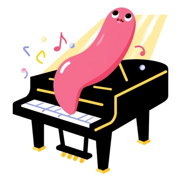 A tongue playing a tiny piano with its tip