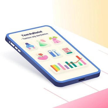 An app interface is prominently displayed on a smartphone screen. The app showcases a trend prediction tool with a sleek and modern design. On the screen, there are various colorful graphs indicating future fashion styles trends, with lines and bars that represent data points. In the background, there are small icons of clothing items such as dresses, shoes, and accessories, arranged in a visually appealing layout. The app's title, "Fashion Trend Predictor," is highlighted at the top of the screen in bold letters. The smartphone is placed on a light wooden table, adding a warm touch to the scene.