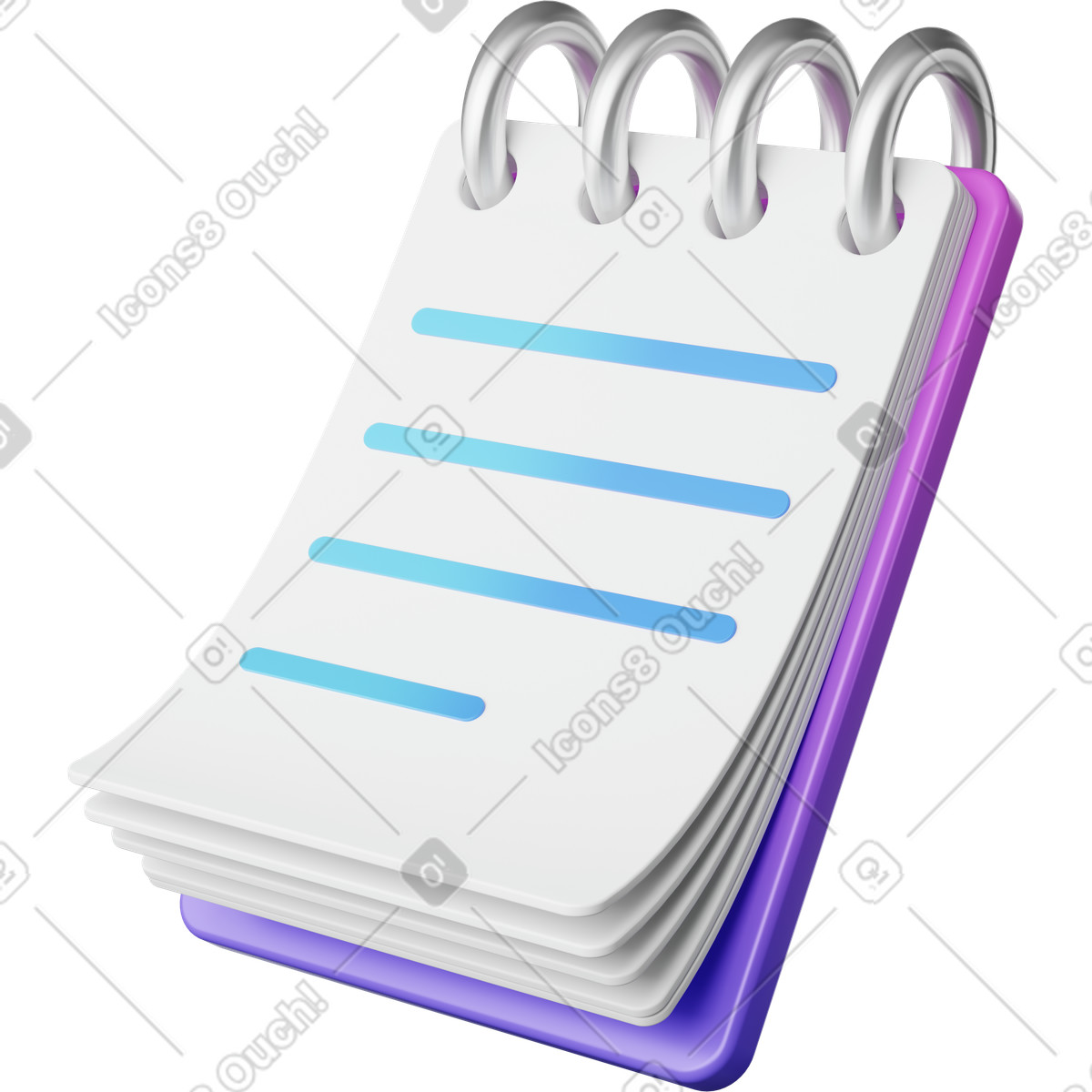 Иллюстрация Notepad spiral notebook with gradient lined pages for task lists в стиле 3D Playful — скачать в форматах PNG, SVG