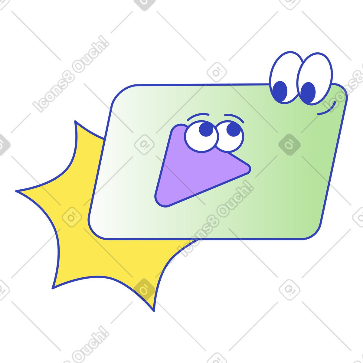 下载 Eyeful 风格的 Video player window with eyes and play button cartoon expression 插画，支持 PNG、SVG 格式