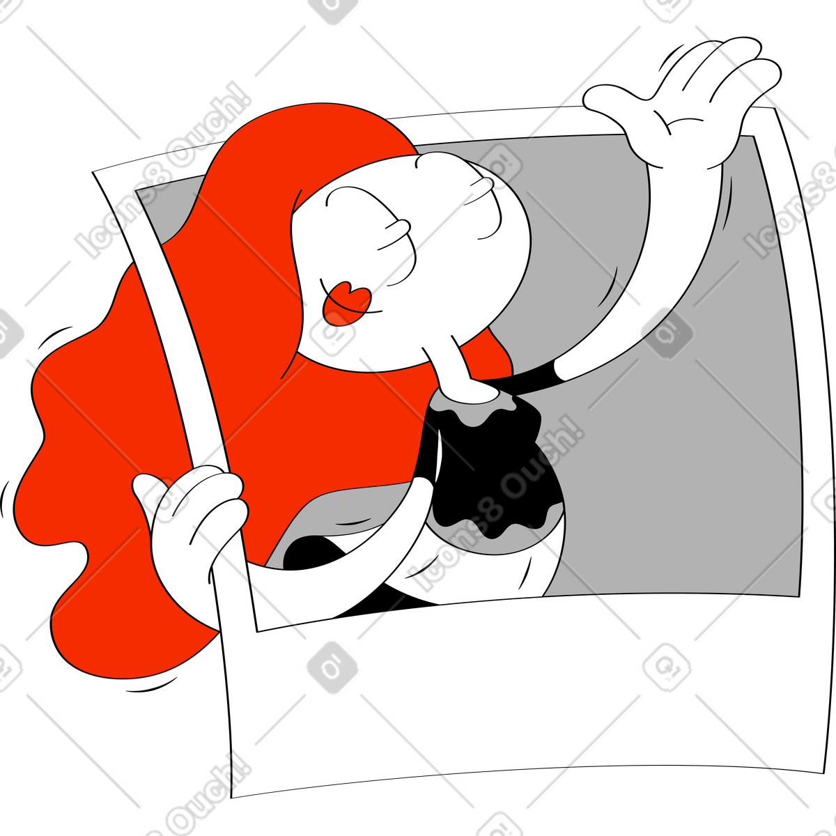 Social-media-mode-mädchen-Illustration im Looney-Stil als Download in PNG, SVG