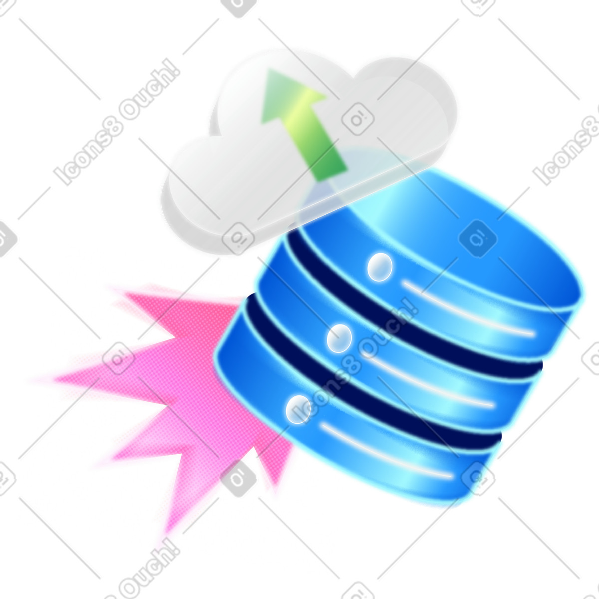 Uploading data to cloud server, Cloud migration and database sync illustration in PNG, SVG