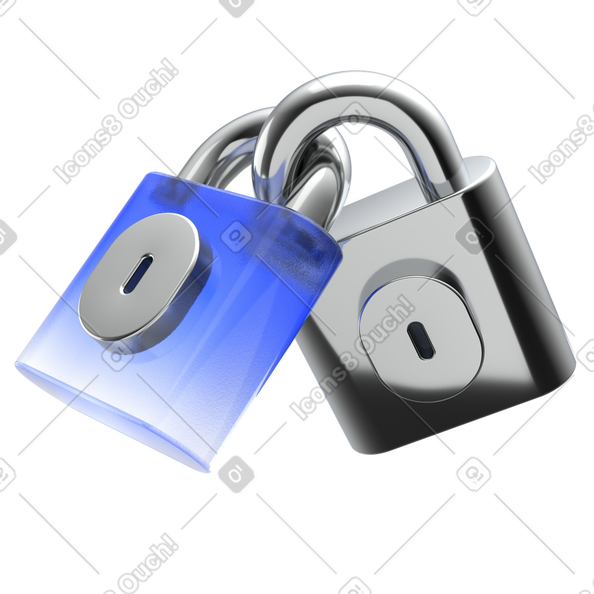 Ilustración Icono de candado doble, autenticación dos factores, símbolo doble seguridad en estilo 3D Enterprise a descargar en PNG y SVG