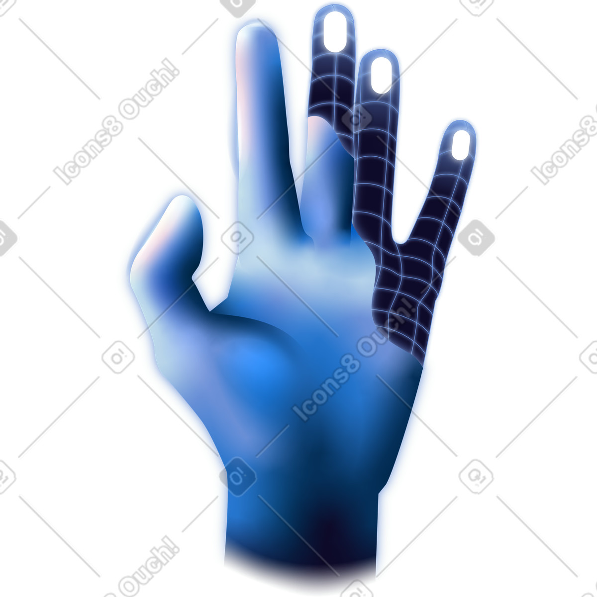 Ilustración Hand becoming digital en estilo Dimension a descargar en PNG y SVG