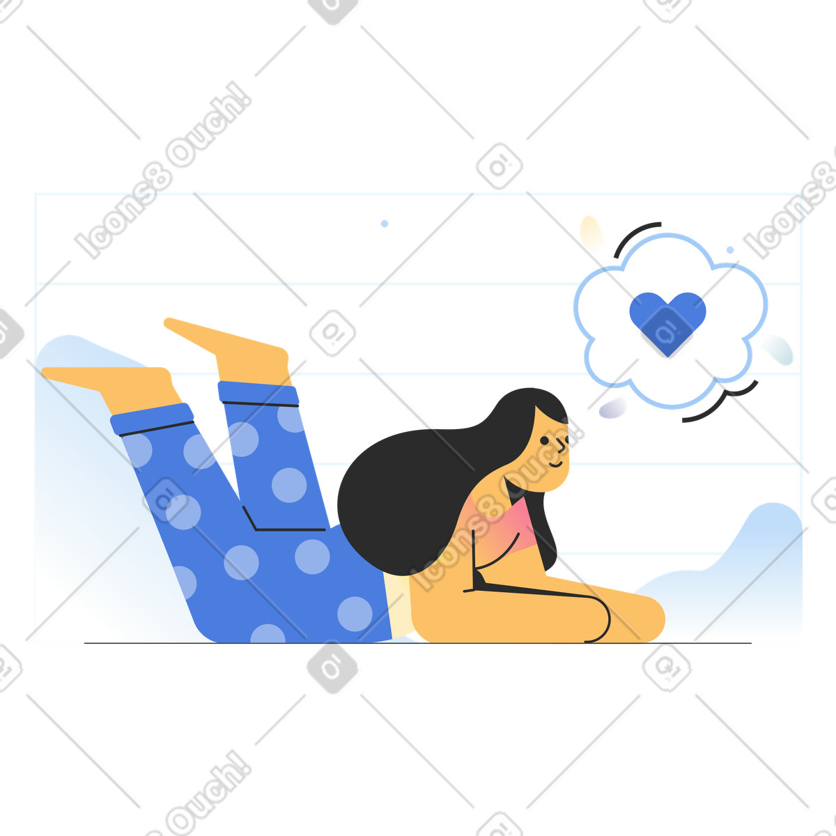 Thoughts of love illustration in Marginalia style download in PNG, SVG