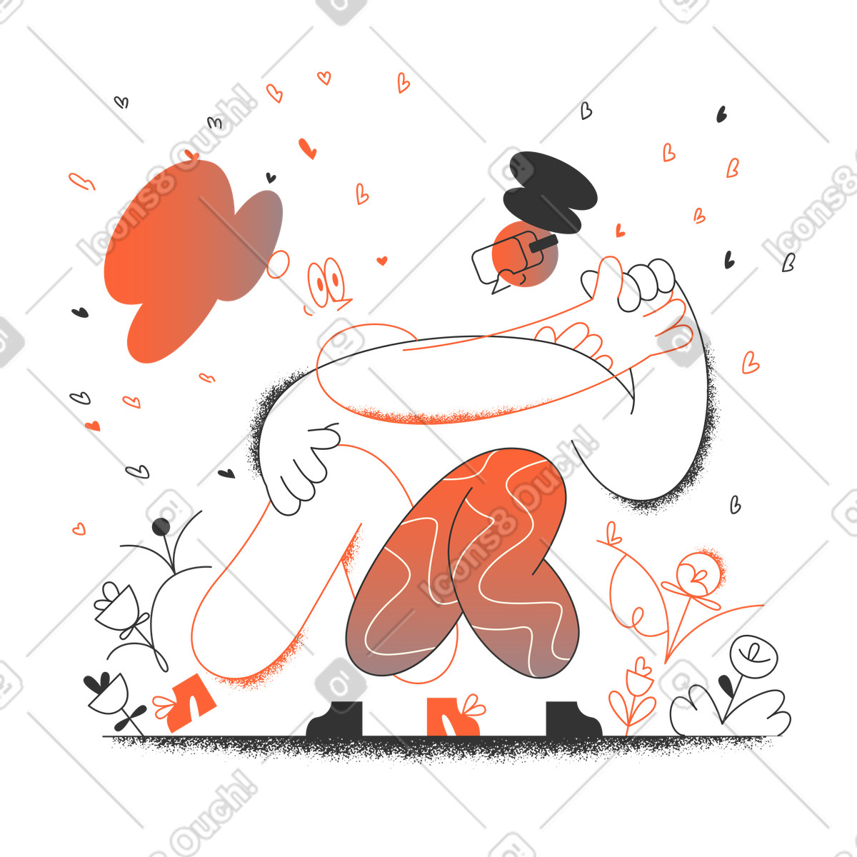 Person dancing with a virtual partner in vr illustration in PNG, SVG