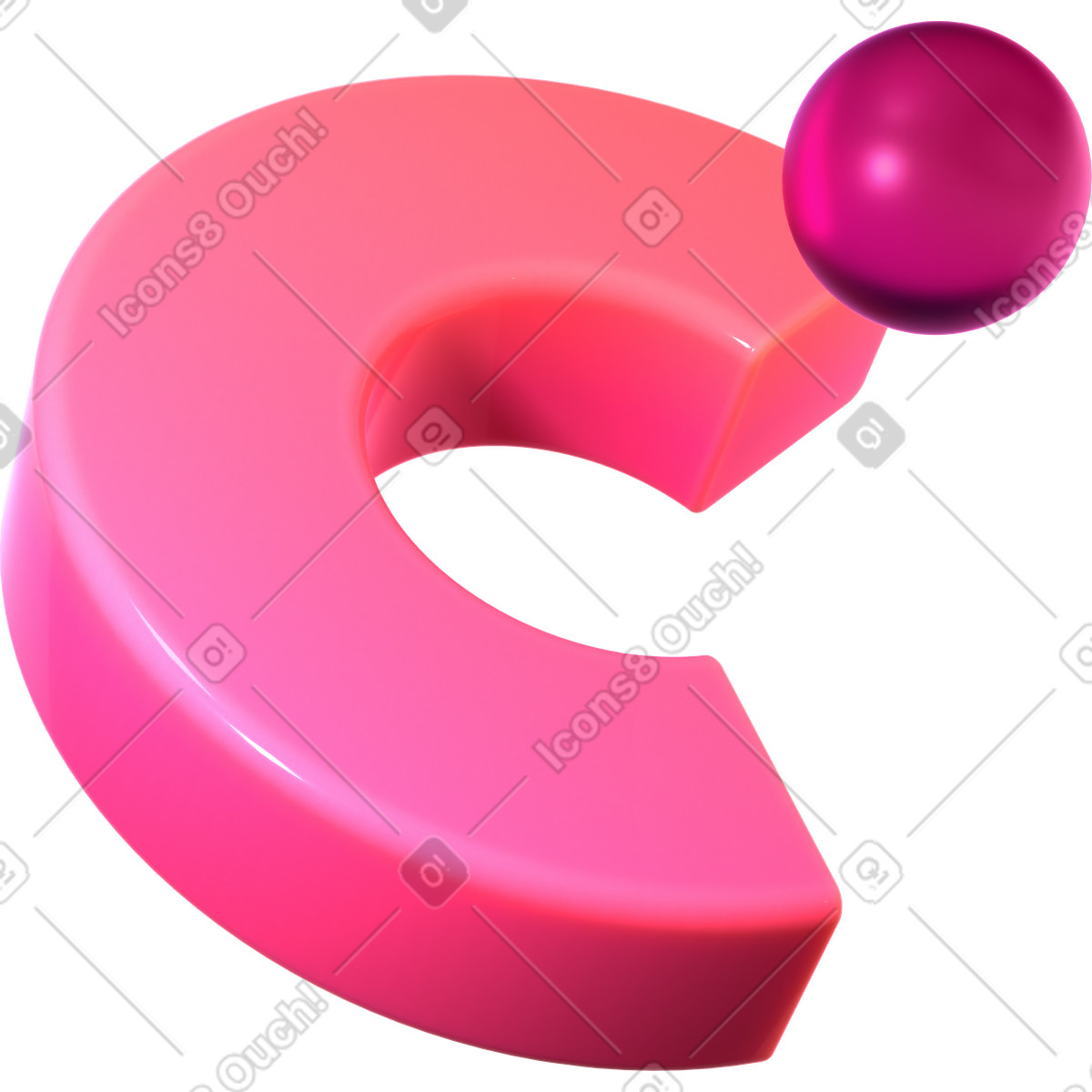 Glass sphere and part of doughnut diagram illustration in 3D Glassy style download in PNG, SVG