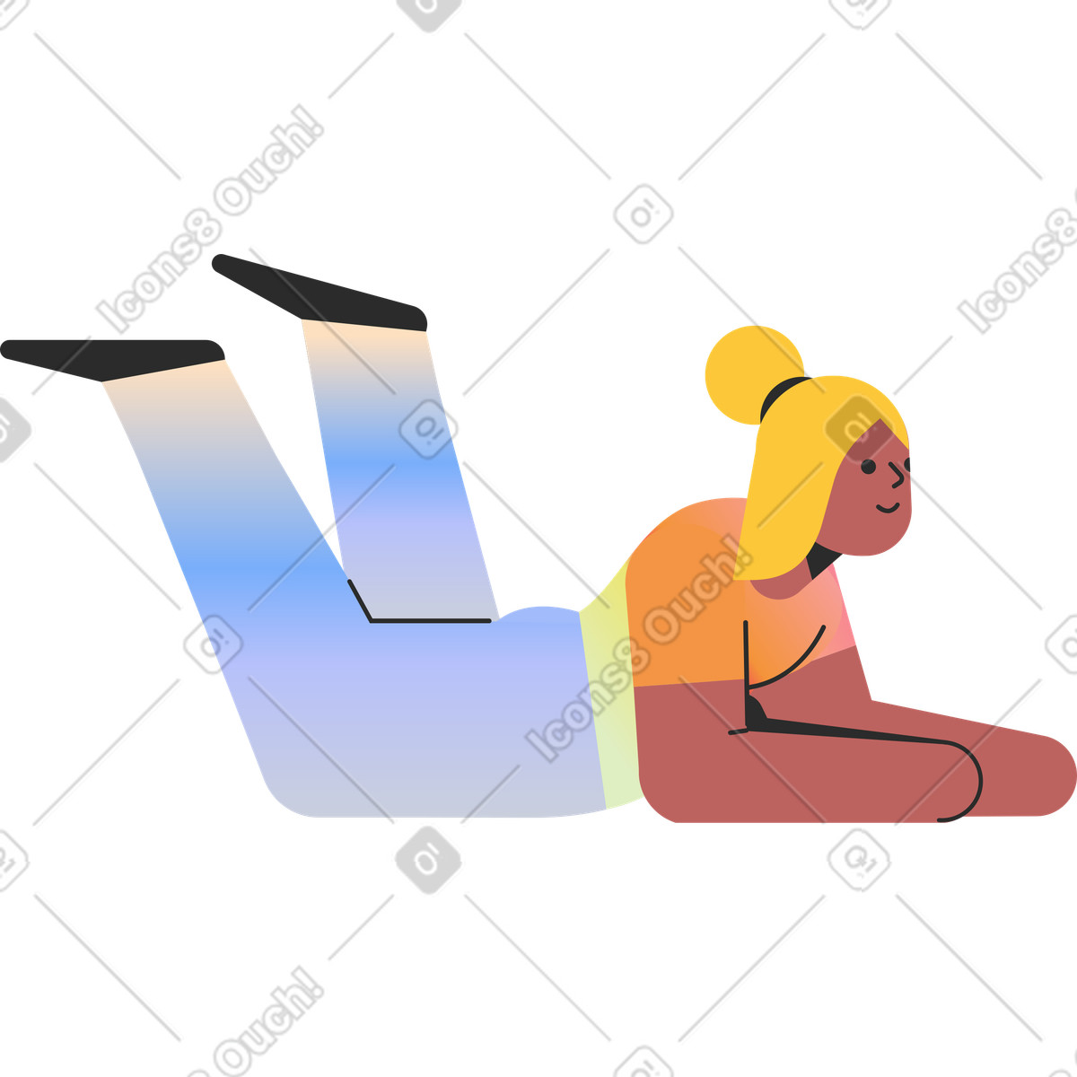Marginalia スタイルの Girl lying on stomach のイラストをPNG、SVG形式でダウンロード