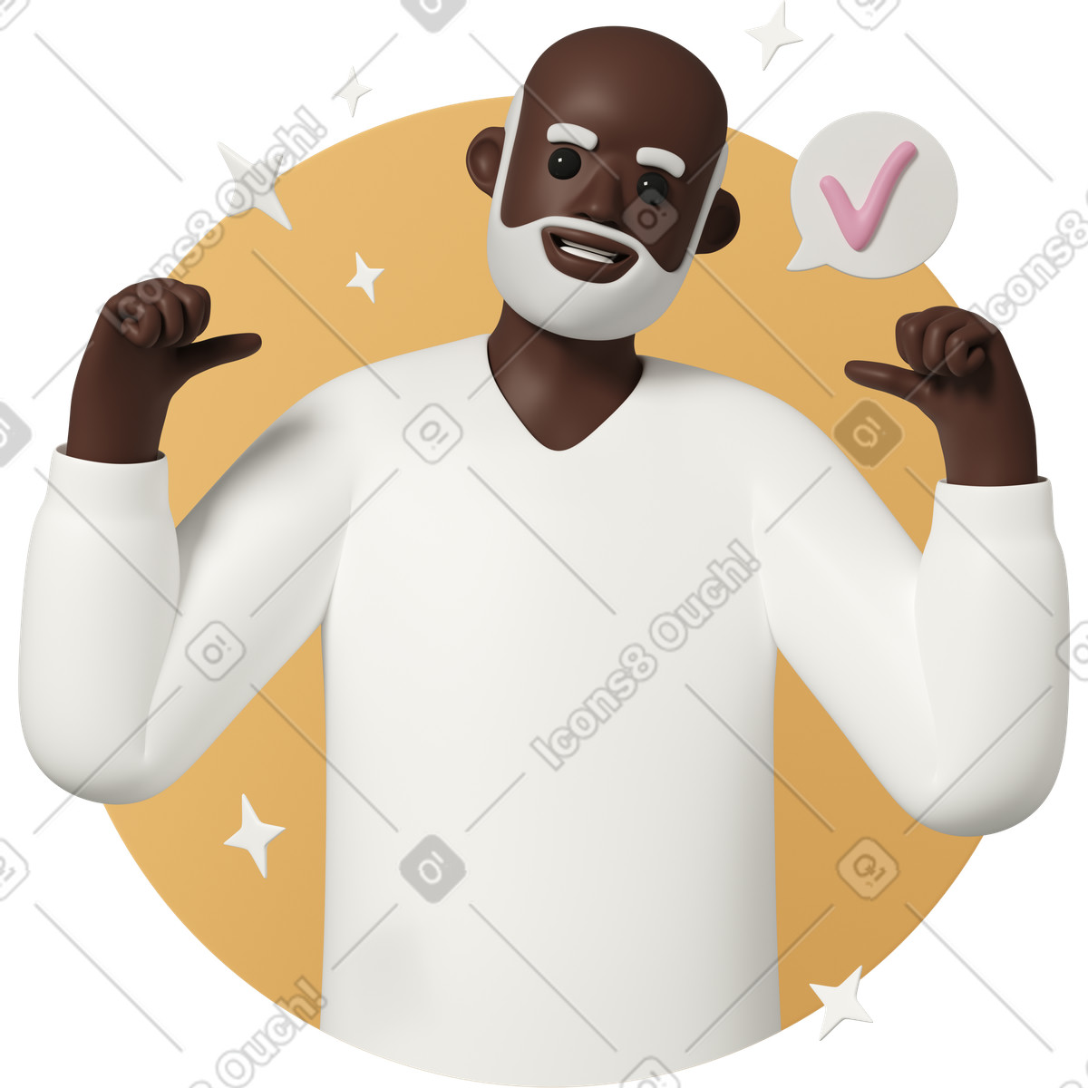 Confident smiling man pointing at himself illustration in 3D Casual life style download in PNG, SVG