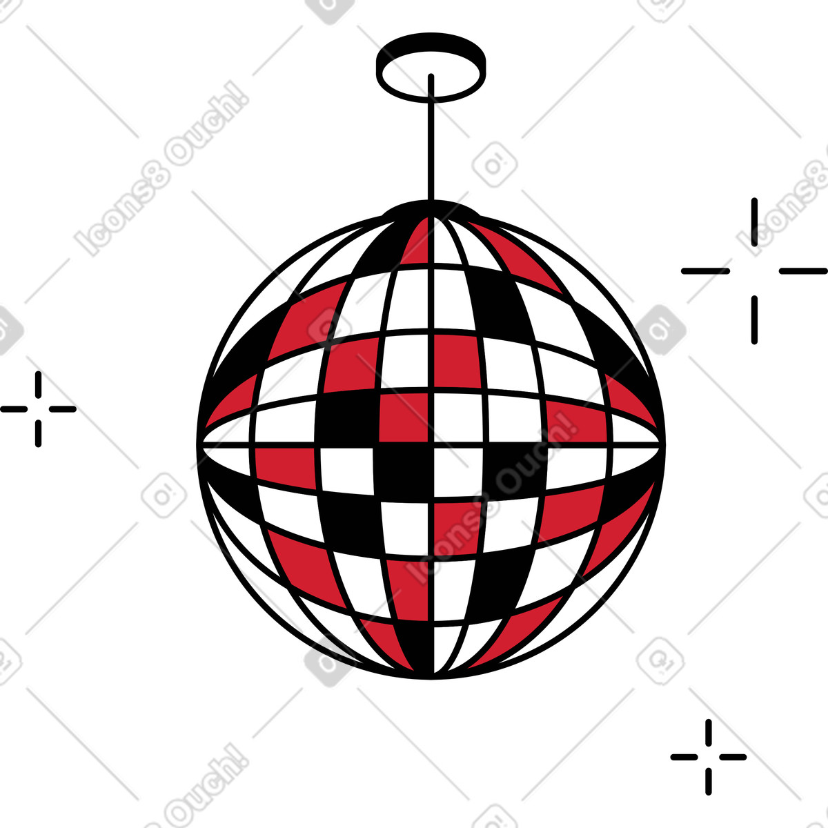 Ilustración Bola de discoteca en estilo Ruby a descargar en PNG y SVG