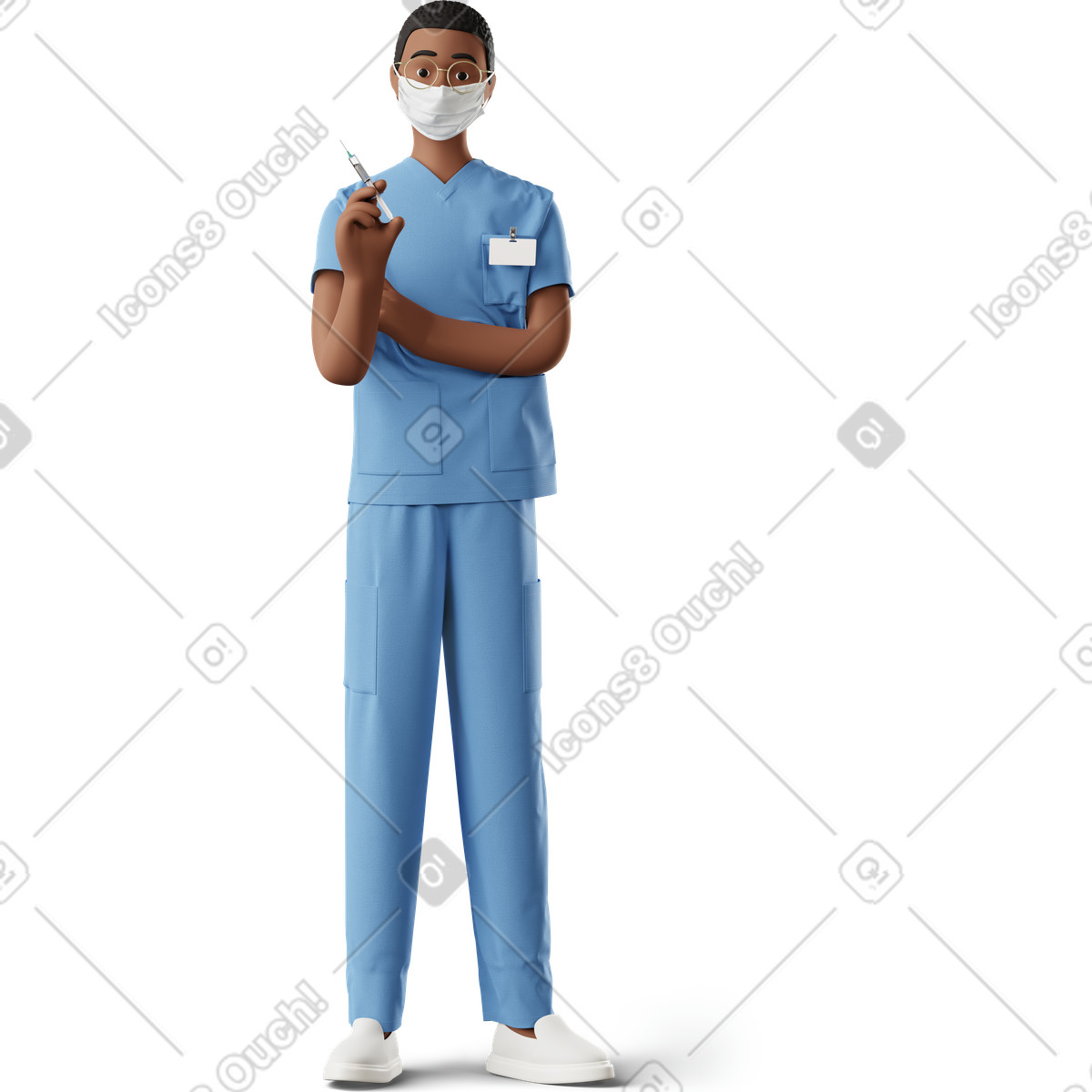 3D Business 스타일의 Doctor with syringe 일러스트레이션 PNG, SVG 다운로드