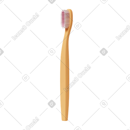 3D Yellow toothbrush illustration in Objects Casual life style download in PNG, SVG