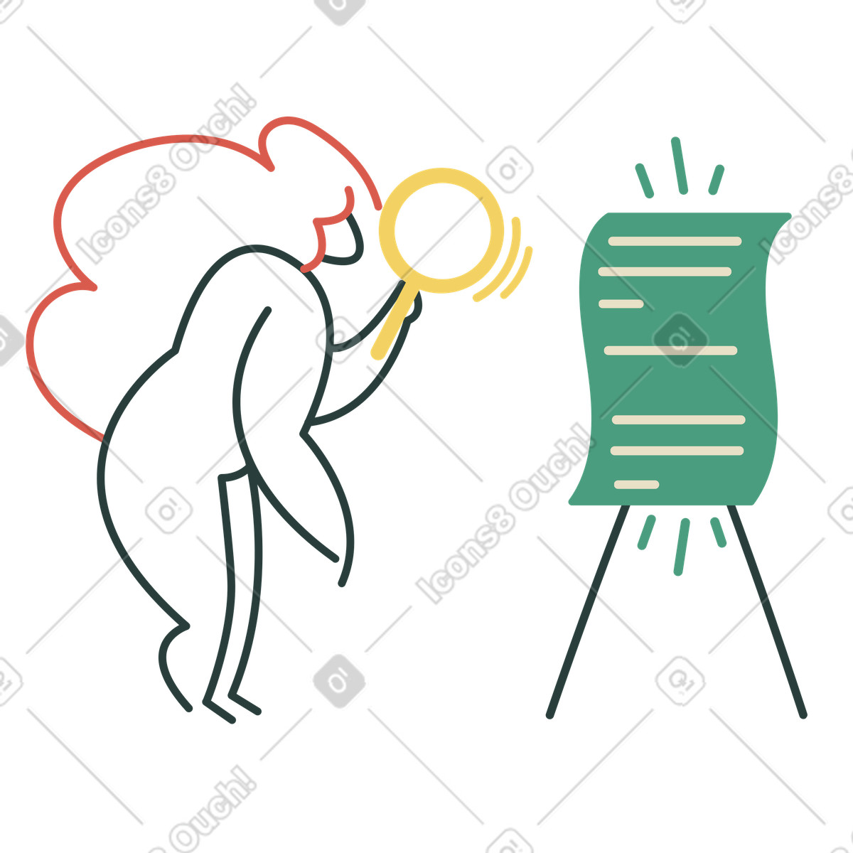Anzeigen lesen-Illustration im Macaroni-Stil als Download in PNG, SVG