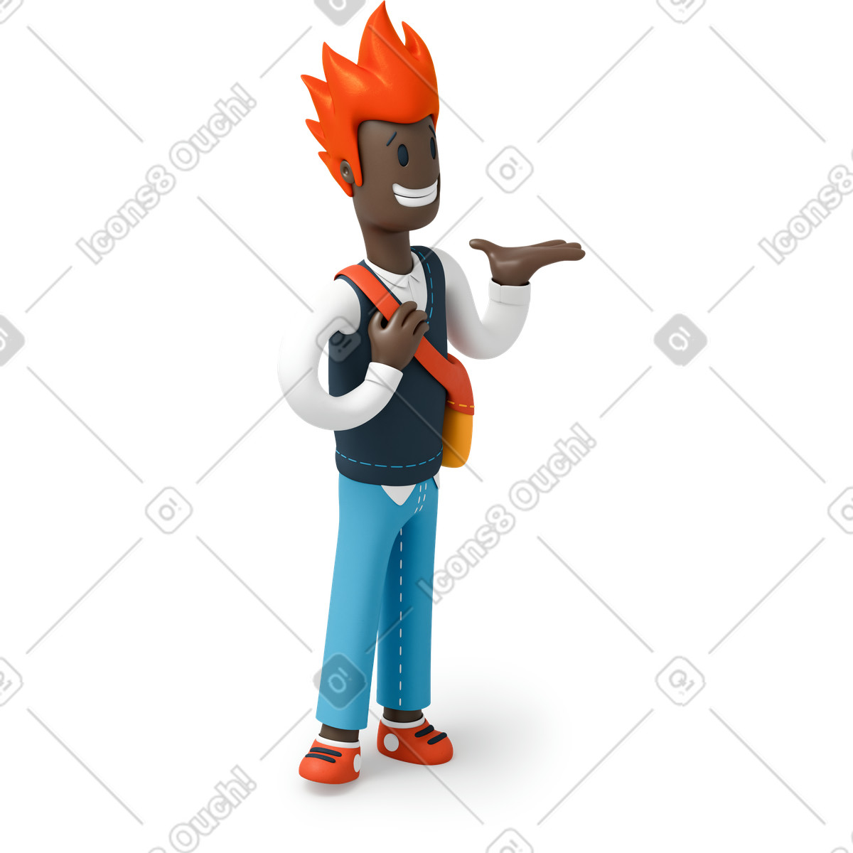 3D Flame 스타일의 제기 손으로 빨간 머리 남자 일러스트레이션 PNG, SVG 다운로드
