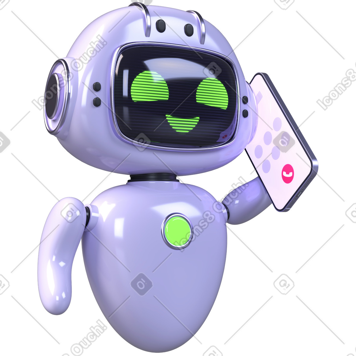 Chatbot call assistant, ai voice support, customer service bot illustration in 3D Boost style download in PNG, SVG