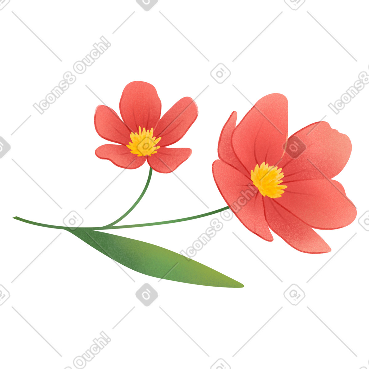 下载 Lettering 风格的 Red flowers 插画，支持 PNG、SVG 格式