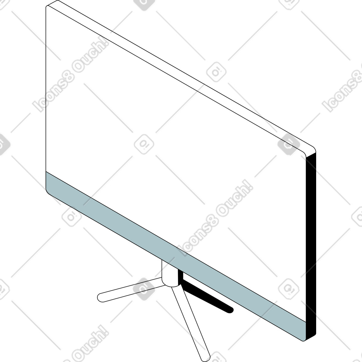 Ilustración Monitor de computadora trípode en estilo Isometric a descargar en PNG y SVG