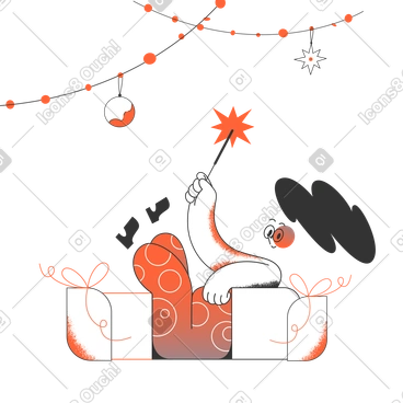 Woman lying with sparkles and having christmas mood PNG, SVG