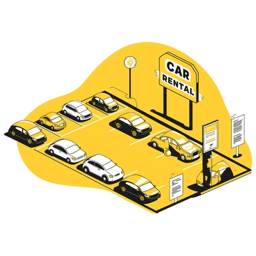 A car rental parking lot filled with various models ready for rent