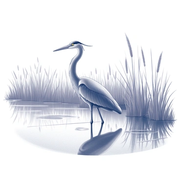 A heron wading through shallow waters in a marshland