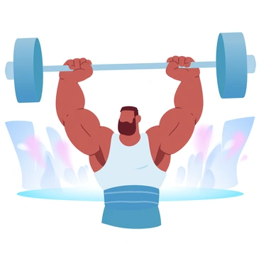 A weightlifter pushing a heavy barbell during a competition.
