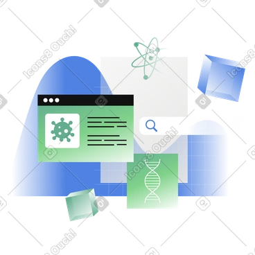 Current biotech research and discoveries animated illustration in GIF, Lottie (JSON), AE